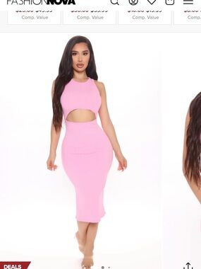 Fashion Nova Hot Pink Cutout Midi Dress Skirt
